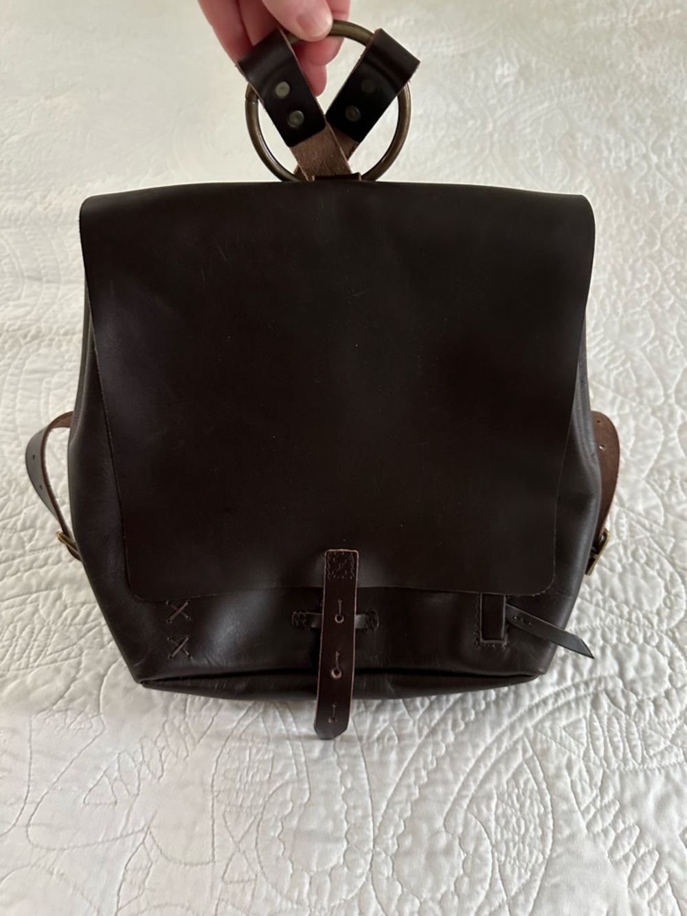 Dark Brown Leather Backpack